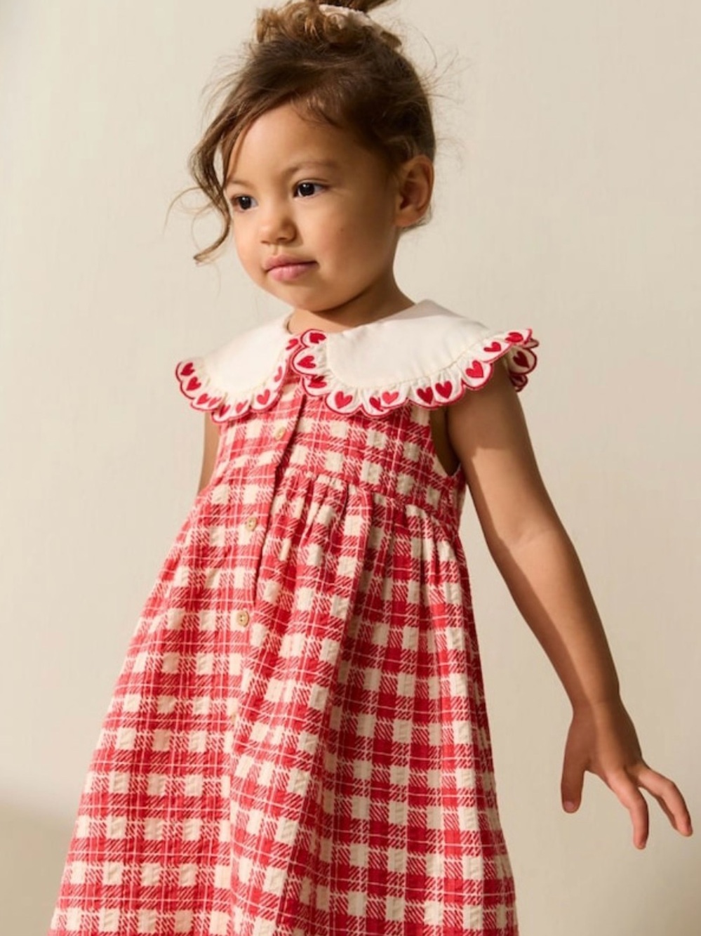 NEXT Red Plaid Dress with Scalloped Heart Collar 5T (4/5 Years) - Never Used!